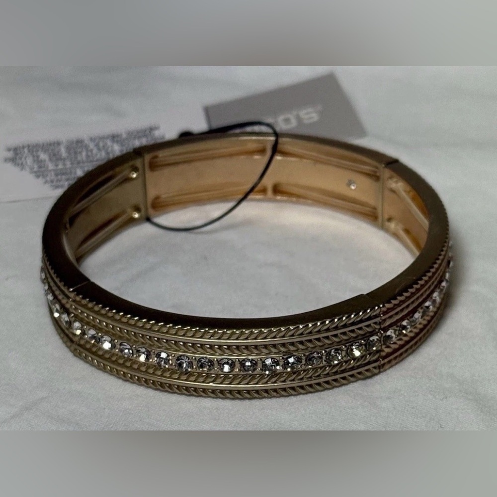 NWT CHICO'S GLAM GOLD WITH RHINESTONES STRETCH BRACELETS Lot Of 2 $50 - Picture 6 of 7